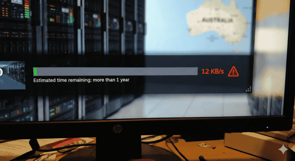 Slow Steam download speed chart on NBN Australia during Winter Sale