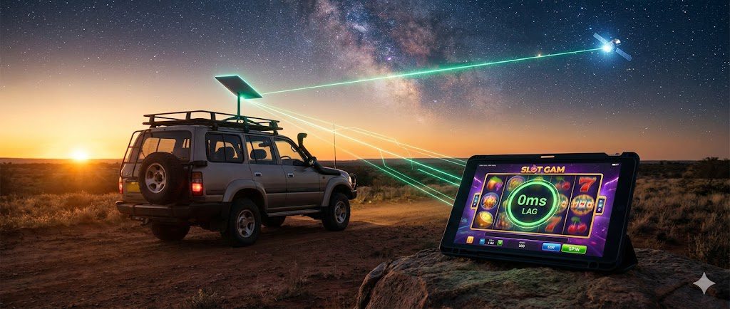 Starlink satellite dish setup for low latency online pokies in regional Australia, Comparison of Starlink LEO handover vs NBN Sky Muster latency for gaming